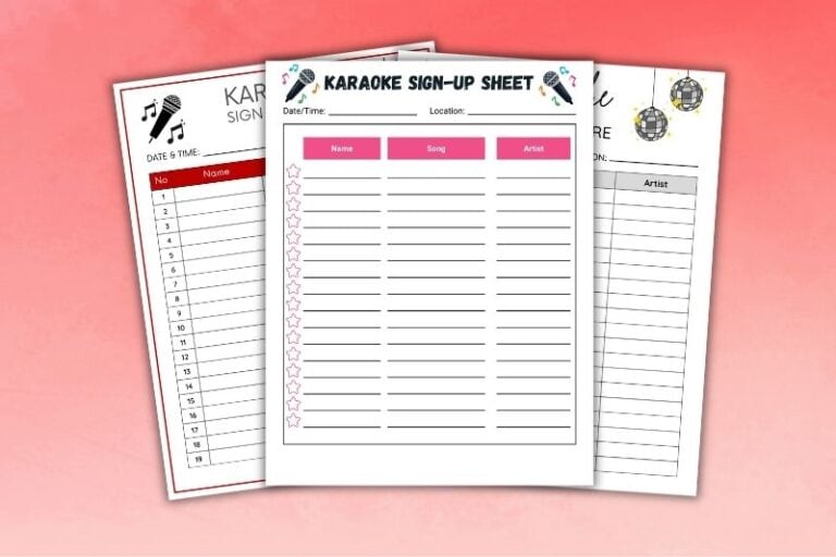 Free Printable Karaoke Sign Up Sheets Featured