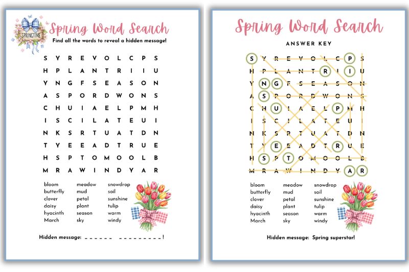 Free Printable Spring Word Search 1