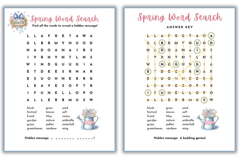 Free Printable Spring Word Search 2
