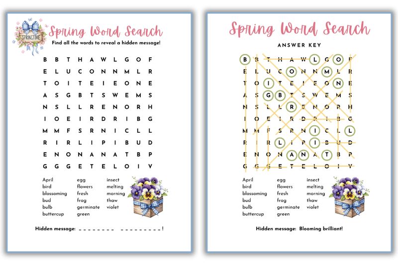 Free Printable Spring Word Search 3