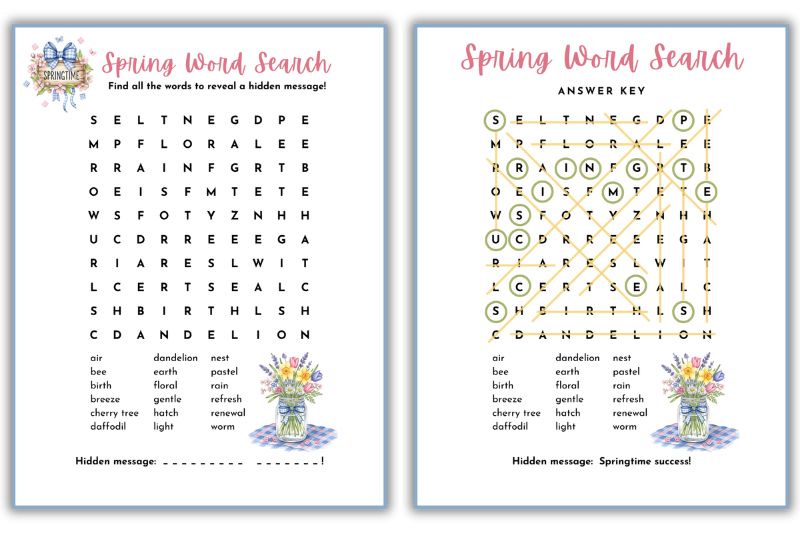 Free Printable Spring Word Search 4