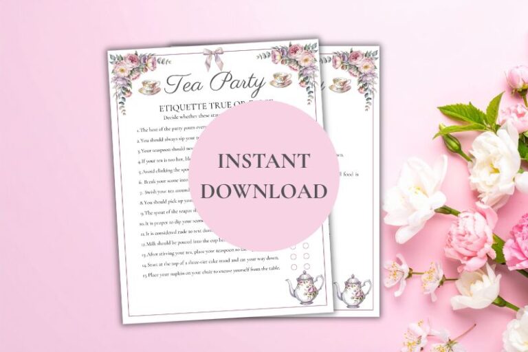 Free Printable Tea Party Etiquette True or False Featured