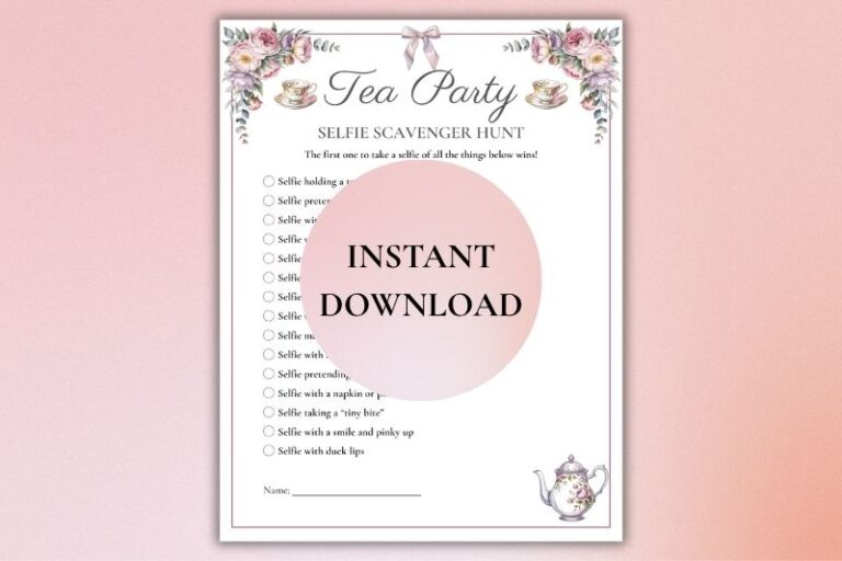 Free Printable Tea Party Selfie Scavenger Hunt