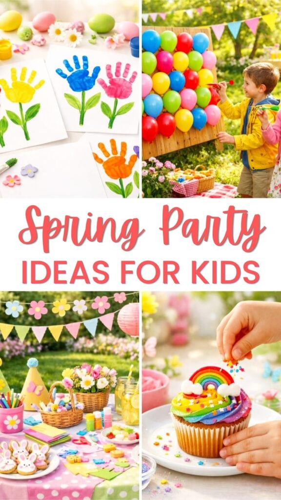 Fun Spring Party Ideas for Kids Pinterest Collage Image