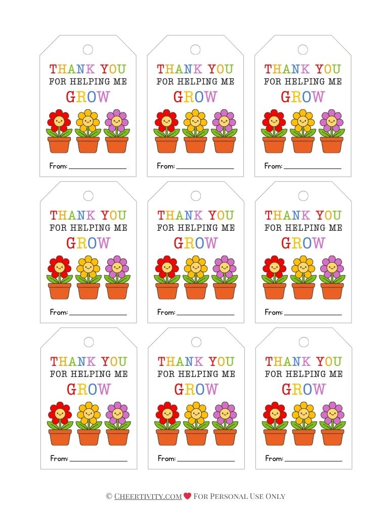 Thank You for Helping Me Grow Tags 2