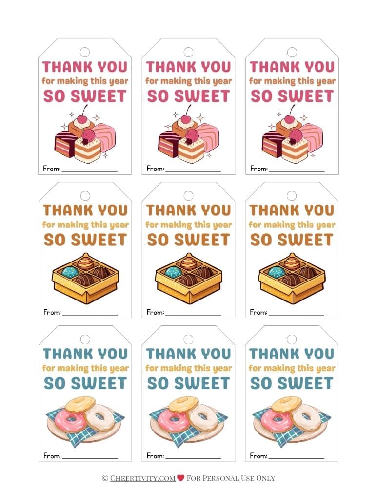 Thank you for making this year so sweet tags