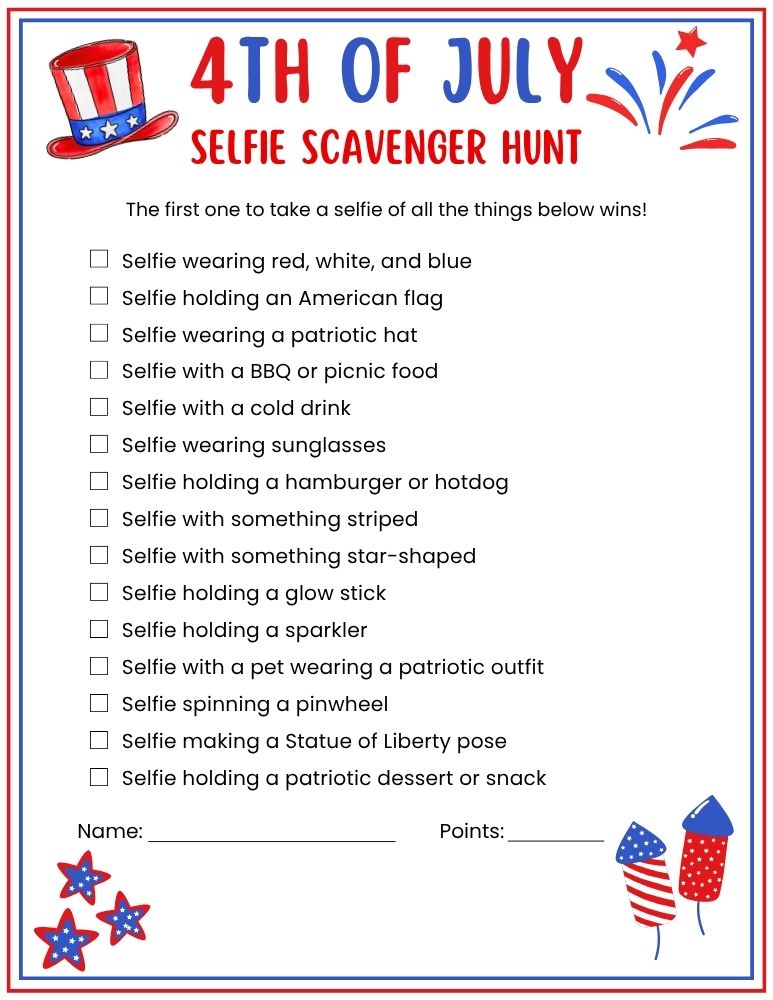4th of July Selfie Scavenger Hunt