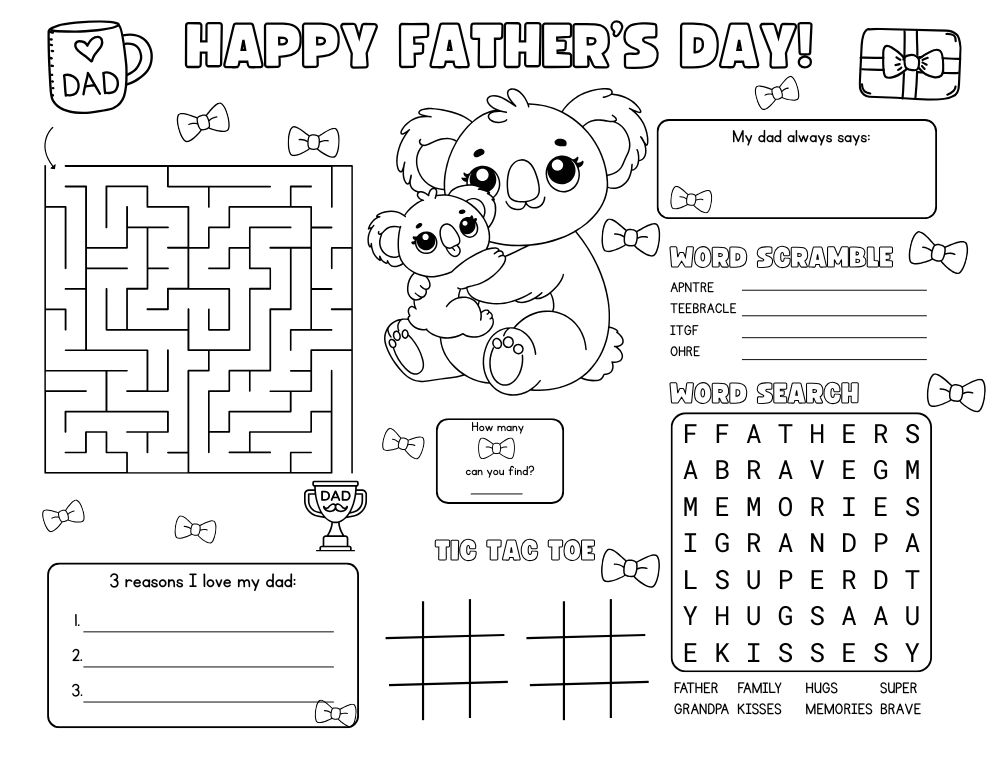 Father's Day Activity Placemats 2