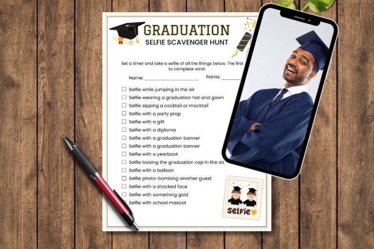 Free Printable Graduation Selfie Scavenger Hunt Featured