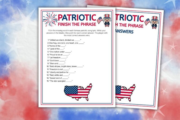 Free Printable Patriotic Finish the Phrase Game featured