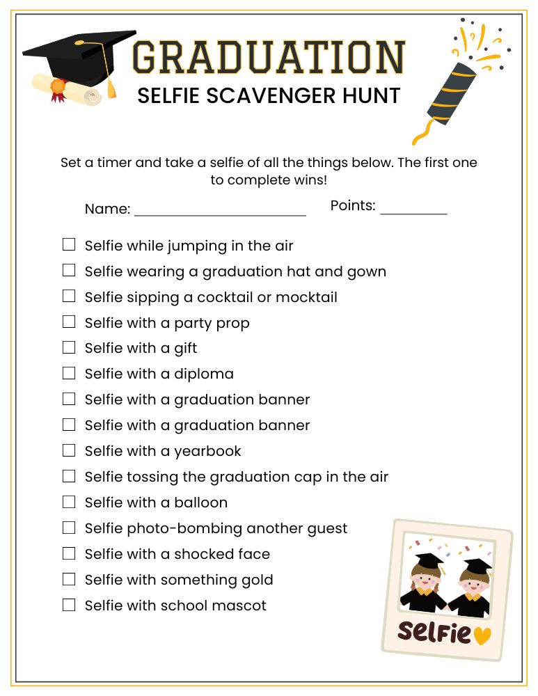Graduation Selfie Scavenger Hunt