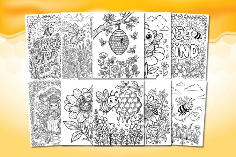 Free Printable Bee Coloring Pages Featured