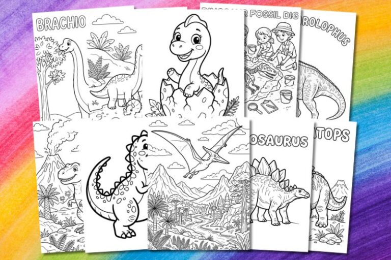 Free Printable Dinosaur Coloring Pages Featured