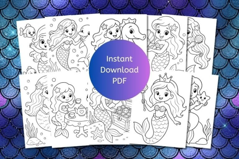 Free Printable Mermaid Coloring Pages Featured