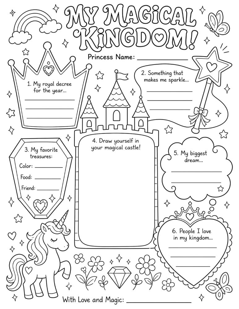 All About Me Princess Worksheet
