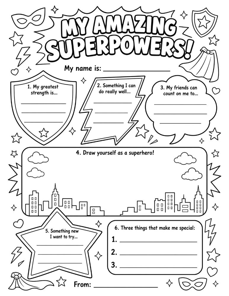 All About Me Superhero Worksheet