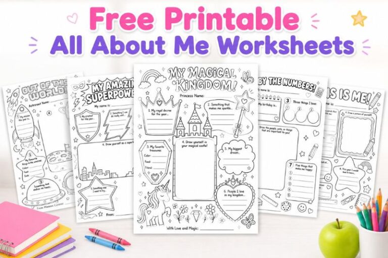 Free Printable All About Me Worksheets featured