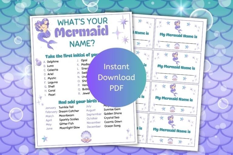 Free Printable What is Your Mermaid Name Game Featured