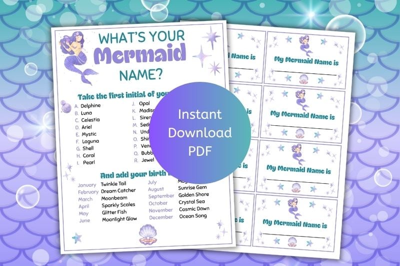 Free Printable What is Your Mermaid Name Game Featured