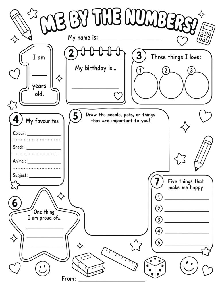 Me By The Numbers Worksheet