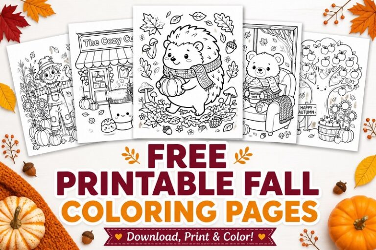 Free Printable Fall Coloring Pages featured