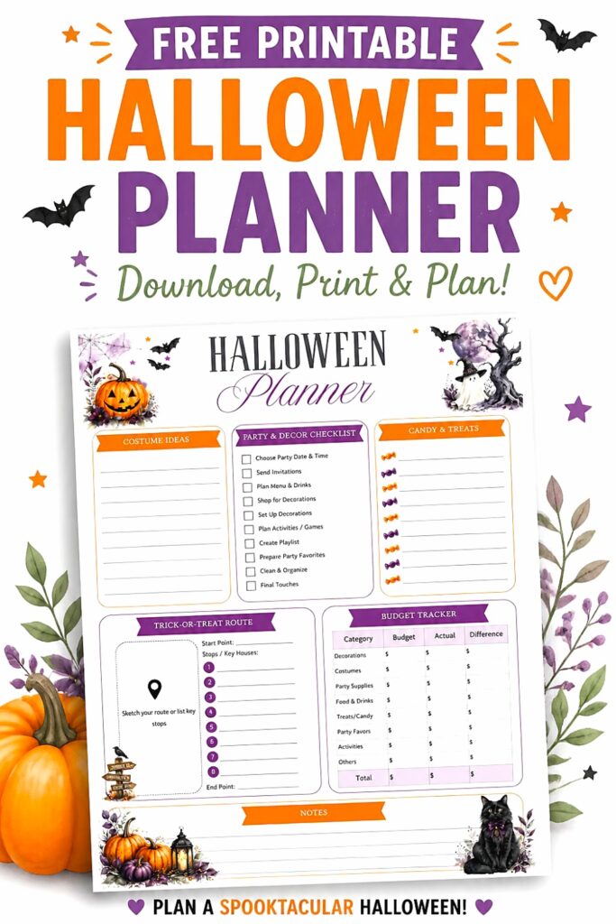Free Printable Halloween Planner pin 1