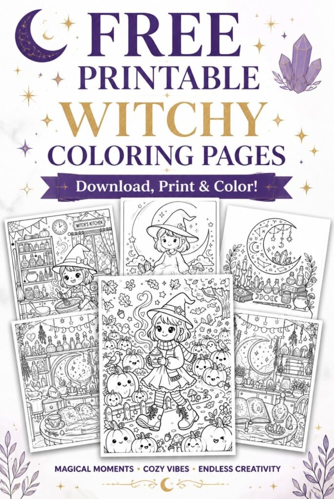 Free Printable Witchy Coloring Pages pin 2