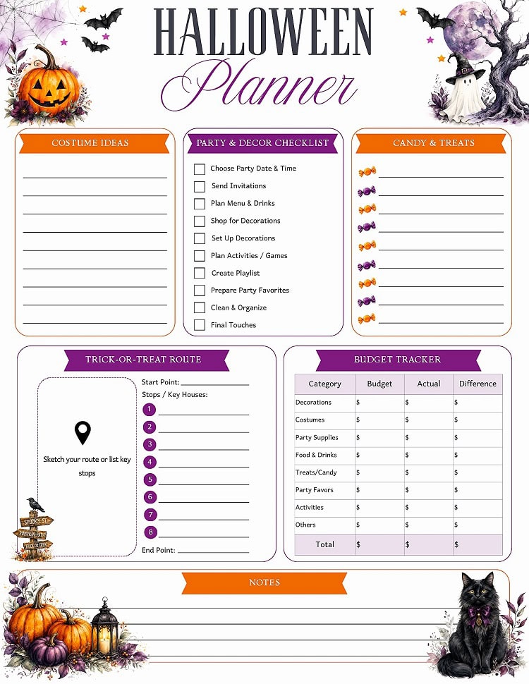 Halloween Planner Page