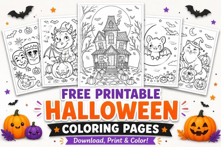 Free Printable Halloween Coloring Pages featured