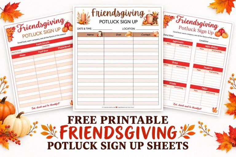 Friendsgiving Potluck Sign Up Sheets featured