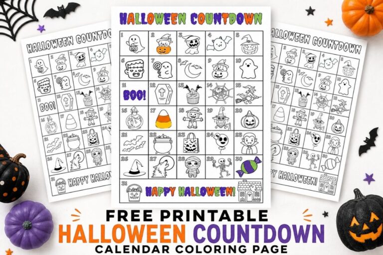Halloween Countdown Calendar Coloring Page