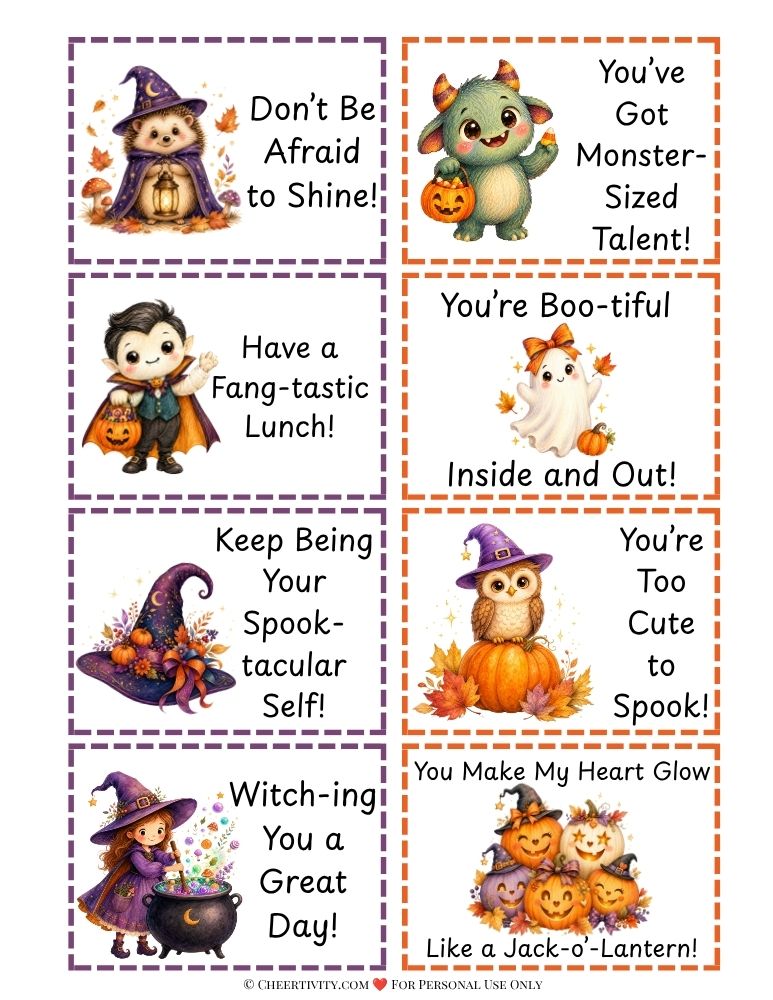 40 Free Printable Halloween Lunch Notes for Kids 1 Halloween Lunch Box Notes 2