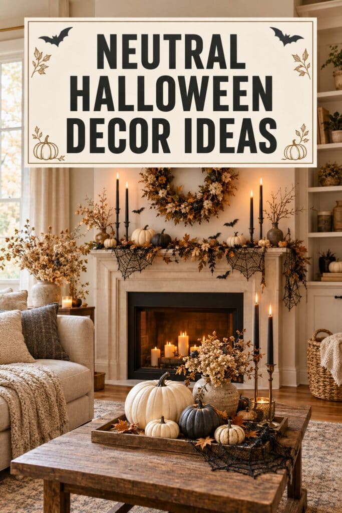 Neutral Halloween Decor Ideas pin