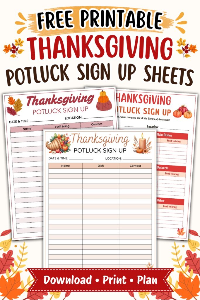Thanksgiving Potluck Sign Up Sheets pin 1