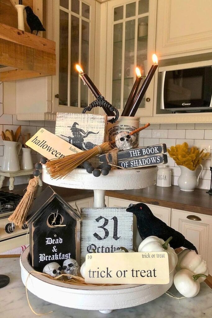 Vintage Farmhouse Halloween Tiered Tray