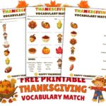Free Printable Thanksgiving Vocabulary Matching Worksheet featured