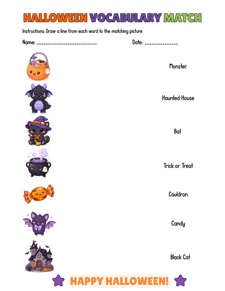 Halloween Memory Match 2 page 1