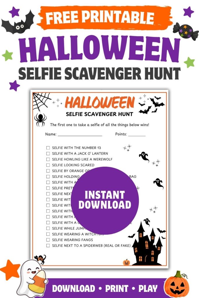Halloween Selfie Scavenger Hunt Printable pin 3