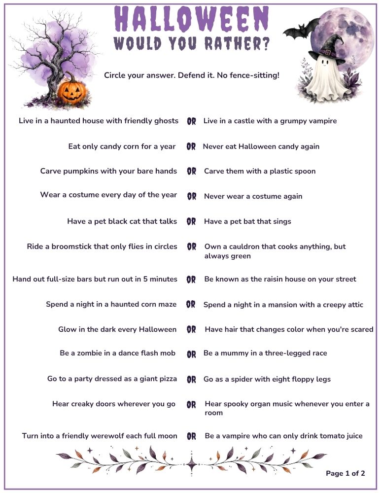 Halloween Would You Rather page 1