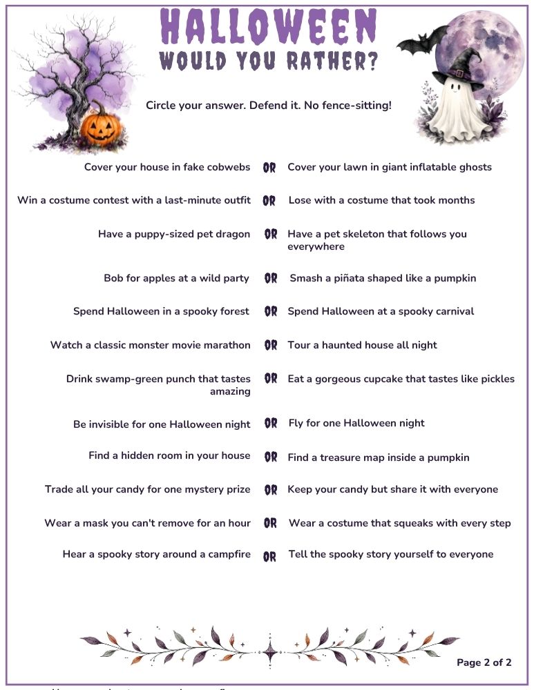 Halloween Would You Rather page 2
