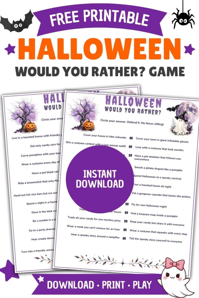 Halloween Would You Rather pin 1